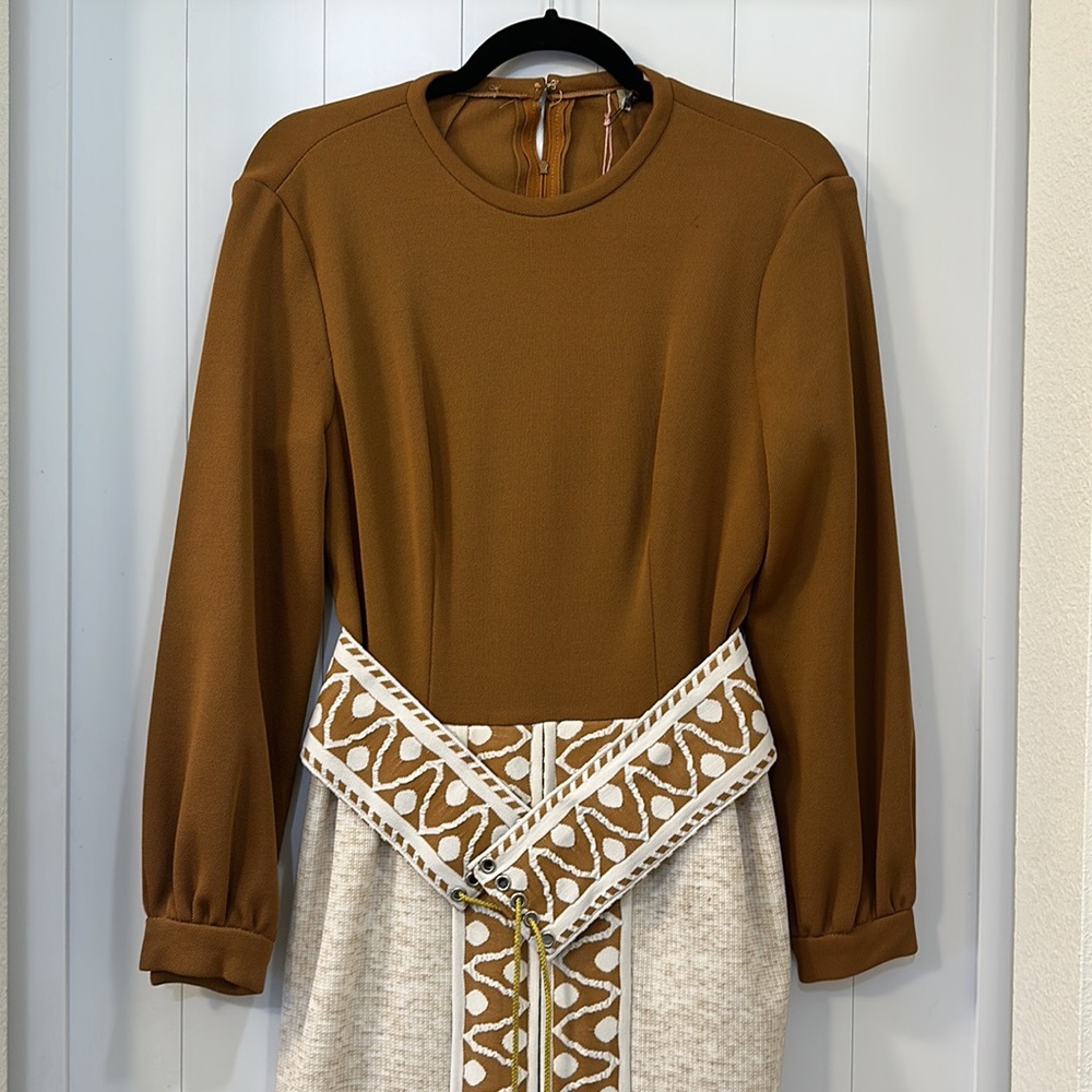 Stunning knit dress with knit tie belt - Domani Knit